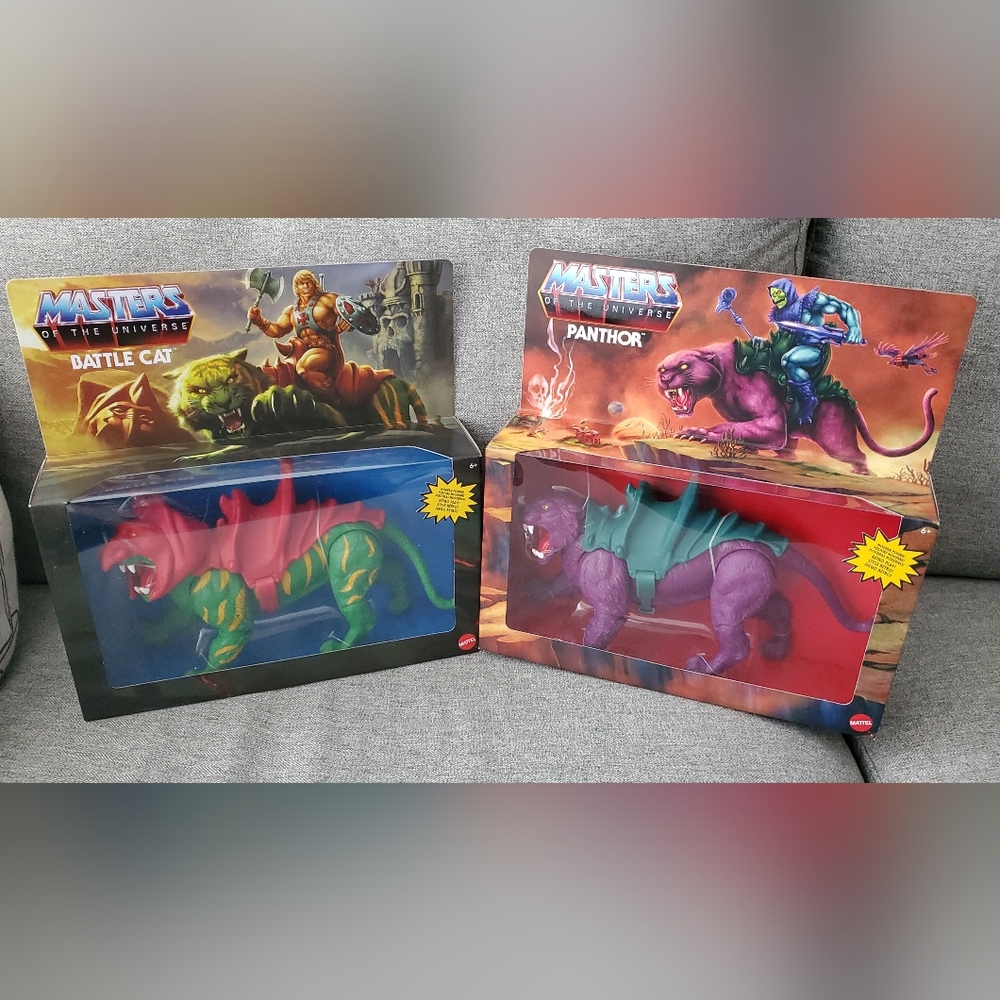 Masters of the Universe Battle Cat and Panthor Retro Boxed Figures (2020) Mattel